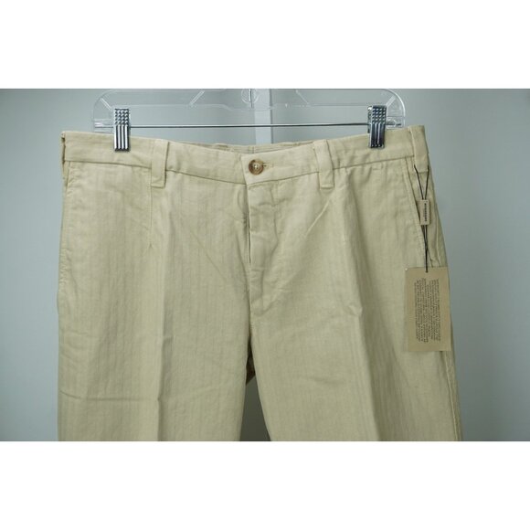 Burberry London Slim Light Khaki Brown 100% Cotton Casual Dress Pants Sz 50 NEW